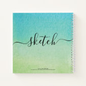Elegant Sketchbook Jouw naam Script Blauw Groen Notitieboek (Achterkant)