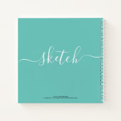 Elegant Sketchbook Jouw naam Script Blauwgroen Bla Notitieboek (Achterkant)