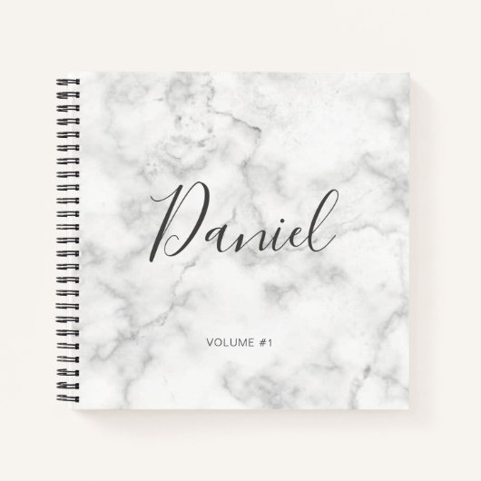 Elegant Sketchbook Jouw naam Script Marble chic Notitieboek (Voorkant)