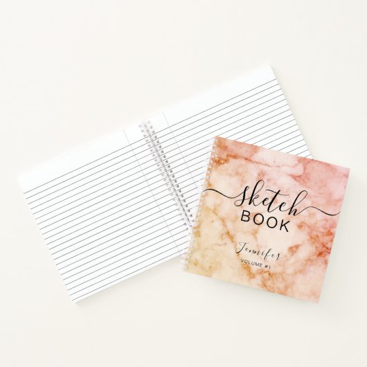 Elegant Sketchbook Jouw naam Script Marmer Notitieboek (Binnen)