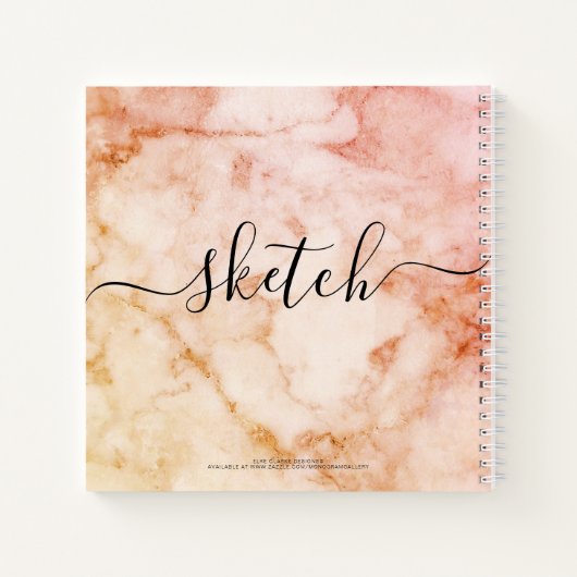Elegant Sketchbook Jouw naam Script Marmer Notitieboek (Achterkant)