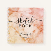 Elegant Sketchbook Jouw naam Script Marmer Notitieboek (Voorkant)