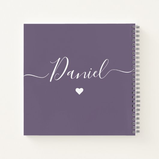 Elegant Sketchbook Jouw naam Script paars chic Notitieboek (Achterkant)