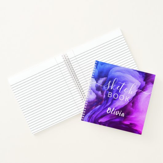 Elegant Sketchbook Jouw naam Script Waterverf Notitieboek (Binnen)