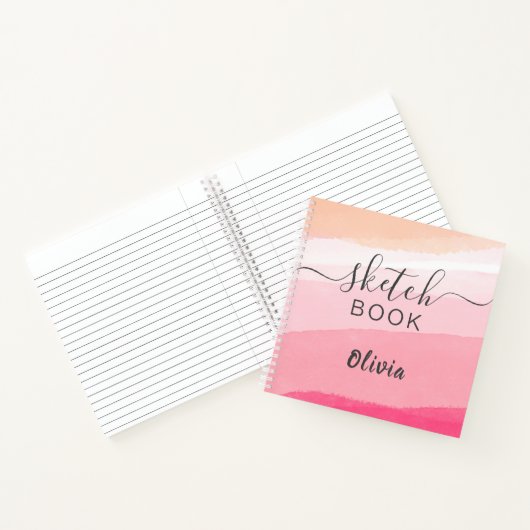 Elegant Sketchbook Jouw naam Script Waterverf Notitieboek (Binnen)