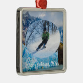 Elegant Skiingmoment in de bergen Metalen Ornament (Rechts)