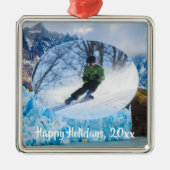 Elegant Skiingmoment in de bergen Metalen Ornament (Voorkant)