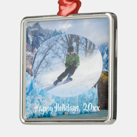 Elegant Skiingmoment in de bergen Metalen Ornament (Links)