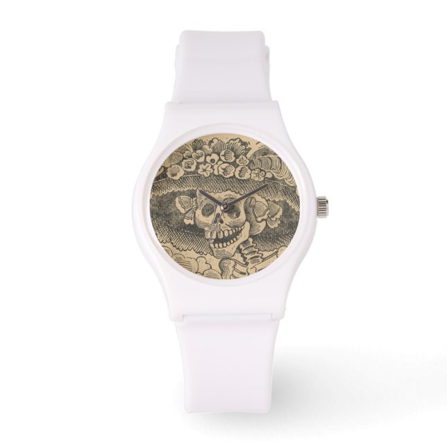 Elegant Skull (Calavera Catrina) (Dapper Skeleton) Horloge (Voorkant)