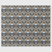 elegant skull damask halloween gift cadeaupapier (Vlak)