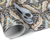 elegant skull damask halloween gift cadeaupapier (Rol Hoek)