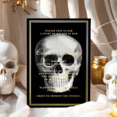 Elegant Skull Halloween Costume Party Gold Folie Uitnodiging