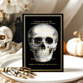 Elegant Skull Halloween Costume Party Gold Folie Uitnodiging