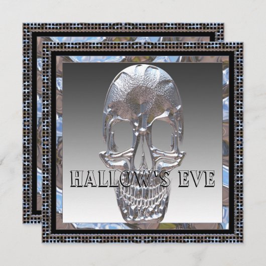 Elegant Skull Halloween Party Invitation Kaart (Voorkant / Achterkant)