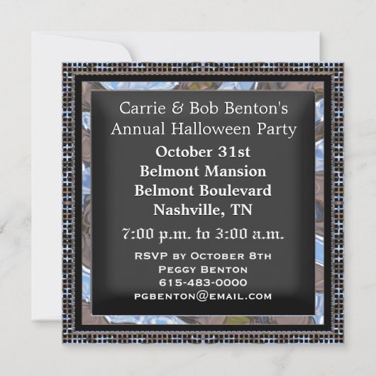 Elegant Skull Halloween Party Invitation Kaart (Achterkant)