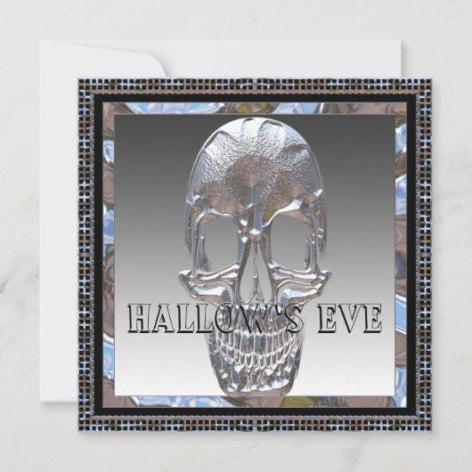 Elegant Skull Halloween Party Invitation Kaart (Voorkant)