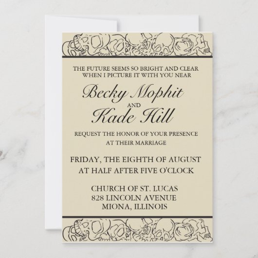 Elegant Skull Invitation Kaart (Voorkant)
