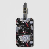 Elegant Skull Rozen Zilver Zwart Bagagelabel (Voorkant (verticaal))