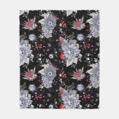 Elegant Skull Rozen Zilver Zwart Fleece Deken (Voorkant)