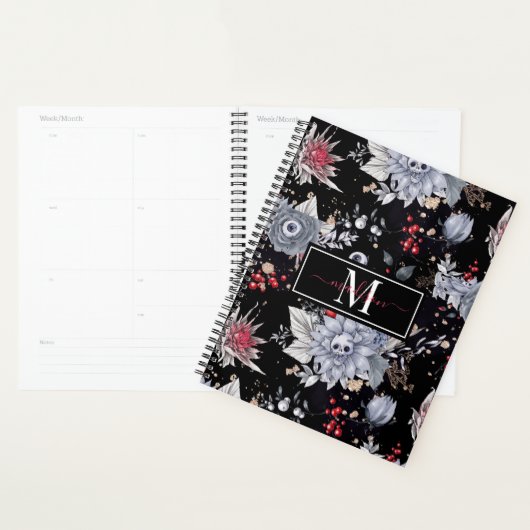 Elegant Skull Rozen Zilver Zwart Planner (Display)