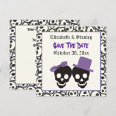 Elegant skulls Halloween bruiloft Save the Date (Voorkant / Achterkant)