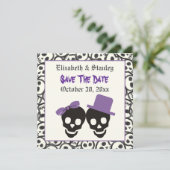 Elegant skulls Halloween bruiloft Save the Date (Staand voorkant)