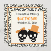 Elegant skulls Halloween bruiloft Save the Date (Voorkant / Achterkant)