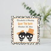 Elegant skulls Halloween bruiloft Save the Date (Staand voorkant)