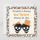 Elegant skulls Halloween bruiloft Save the Date (Voorkant)
