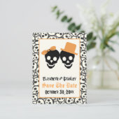 Elegant skulls Halloween bruiloft Save the Date Aankondigingskaart (Staand voorkant)