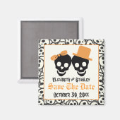 Elegant skulls Halloween bruiloft Save the Date Magneet (Voorkant / Achterkant)