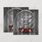 Elegant Skulls & Rozen Halloween Party Invites Kaart (Voorkant / Achterkant)