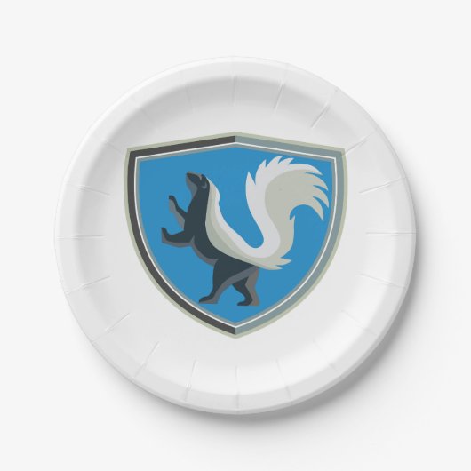 Elegant Skunk Emblem Wildlife Geïnspireerd Crest Papieren Bordje (Voorkant)