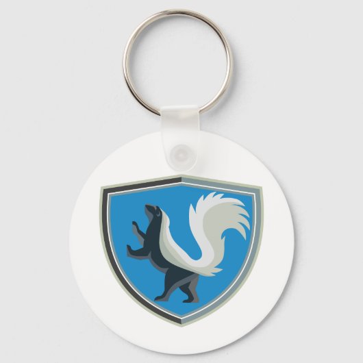 Elegant Skunk Emblem Wildlife Geïnspireerd Crest Sleutelhanger (Voorkant)