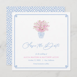 Elegant Sky Blue Ballet Roze Ginger Jar Bruiloft Save The Date