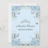 Elegant Sky Blue Bloemen Sweet Sixteen Quinceañera Bedankkaart (Achterkant)