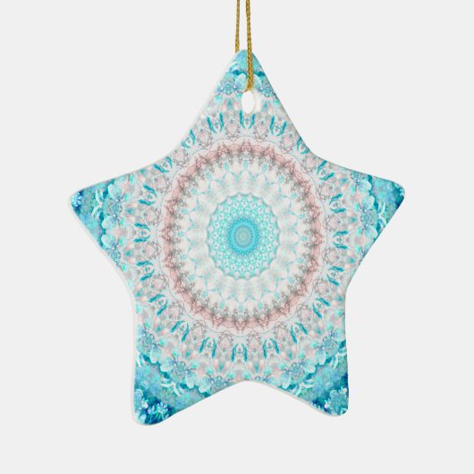 Elegant Sky Blue Crystal Mandala Keramisch Ornament (Rechts)