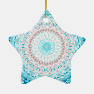 Elegant Sky Blue Crystal Mandala Keramisch Ornament