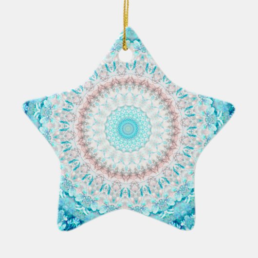 Elegant Sky Blue Crystal Mandala Keramisch Ornament (Voorkant)