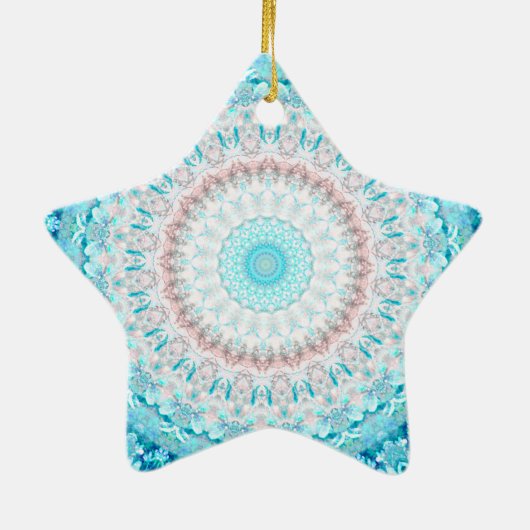 Elegant Sky Blue Crystal Mandala Keramisch Ornament (Achterkant)