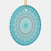 Elegant Sky Blue Crystal Mandala Keramisch Ornament (Rechts)