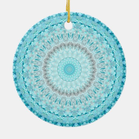 Elegant Sky Blue Crystal Mandala Keramisch Ornament (Achterkant)