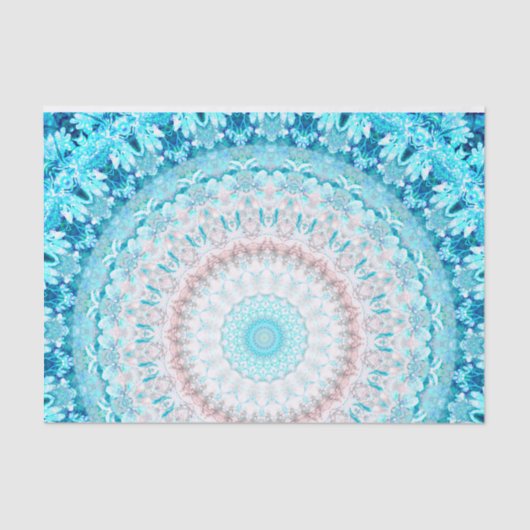 Elegant Sky Blue Crystal Mandala Tissuepapier (Voorkant)