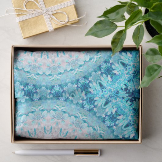 Elegant Sky Blue Crystal Mandala Tissuepapier (Geschenk)