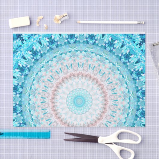 Elegant Sky Blue Crystal Mandala Tissuepapier (Craft)