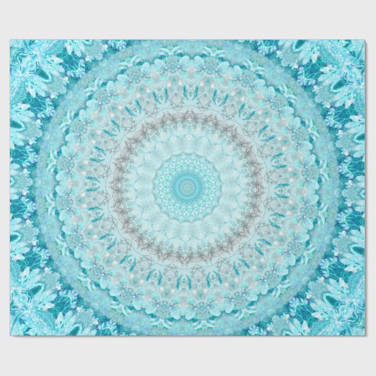Elegant Sky Blue Mandala Cadeaupapier (Vlak)