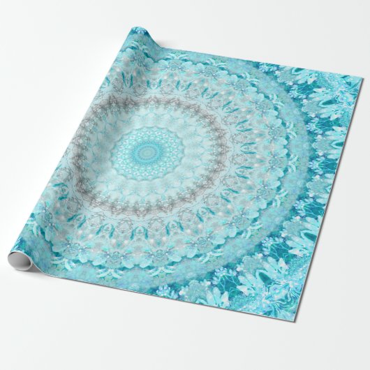 Elegant Sky Blue Mandala Cadeaupapier (Uitgerold)