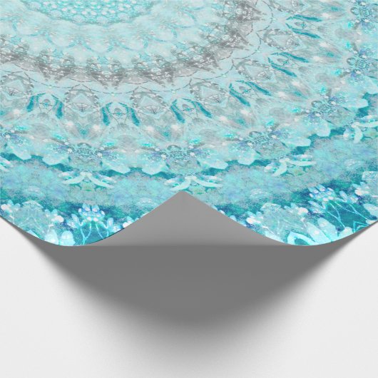 Elegant Sky Blue Mandala Cadeaupapier (Hoek)