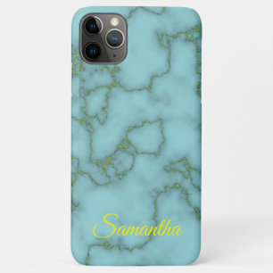 Elegant Sky Blue met Gold Marble en op maat gesned Case-Mate iPhone Case