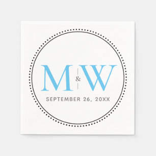 Elegant Sky Blue Monogram Weddenschap Servet